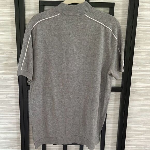 Topman gray and white zippered short sleeve sweater size L - Picture 4 of 5